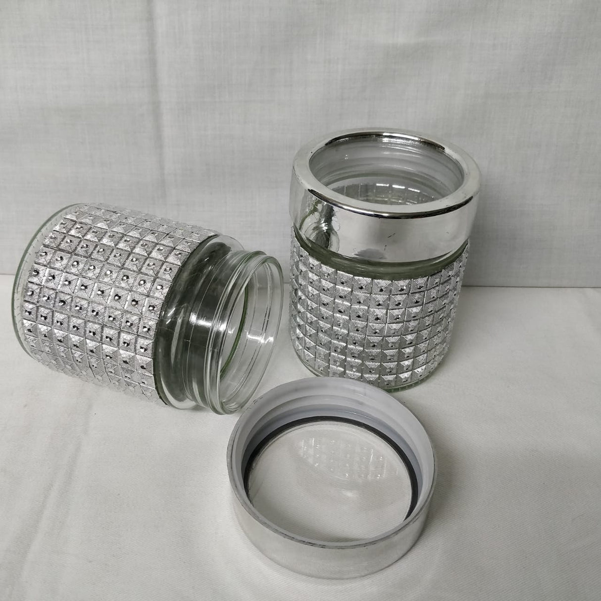 Glass Gold/Silver Jar with Lid 300ml