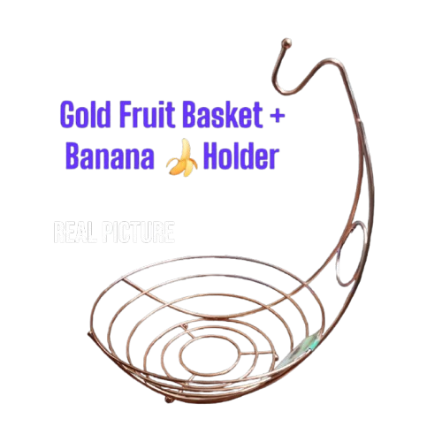 Gold Fruit Basket & Banana Holder