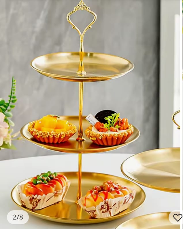 Gold Steel Cake Stand 3 layer