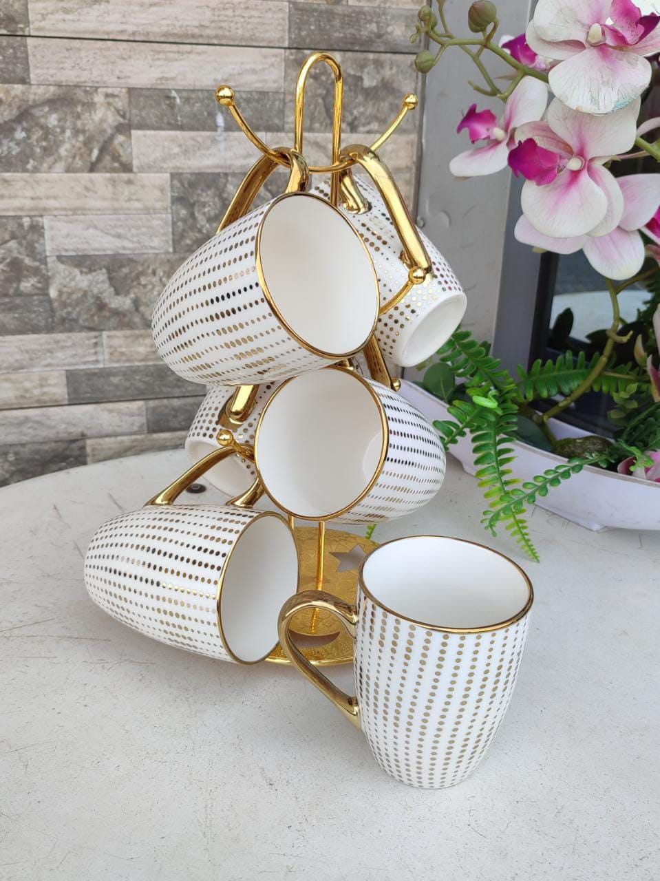 Gold decor Ceramic Cups 6pcs set