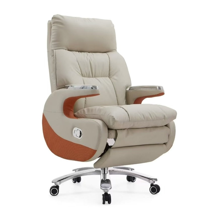 Ergonomic Leather Executive Office Chair with Footrest Big & Tall Reclining Desk Chair