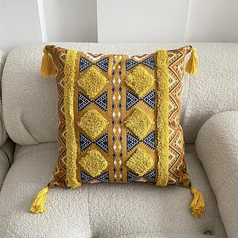 Boho Style Tufted Tassel Throw Pillow Cover/Pillowcase