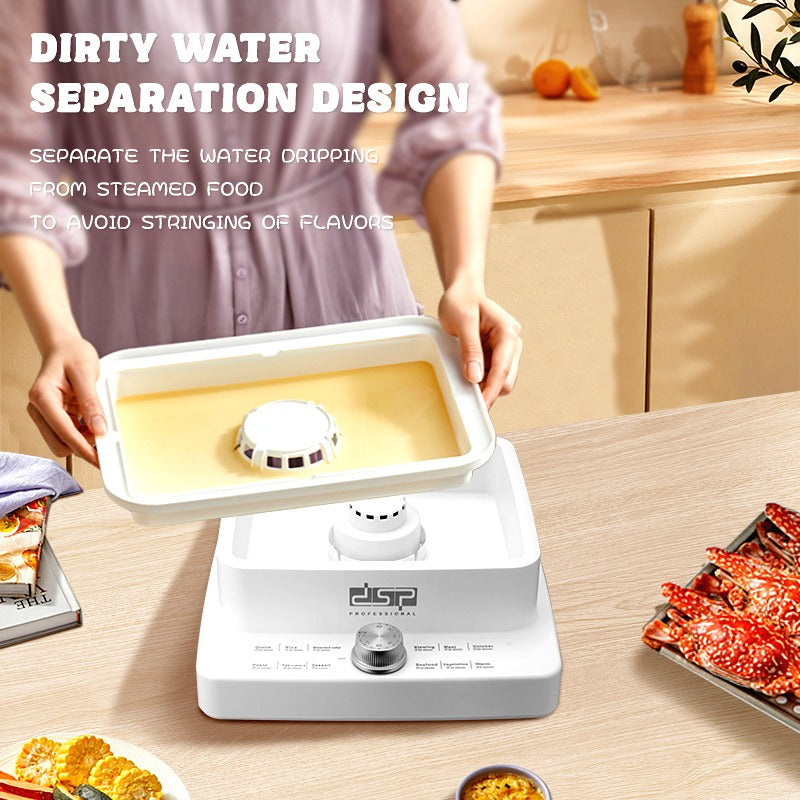 DSP 12L Large-Capacity 3-Tier Electric Food Steamer Timer-Controlled for Vegetables, Stews, Seafood & More (1200W)