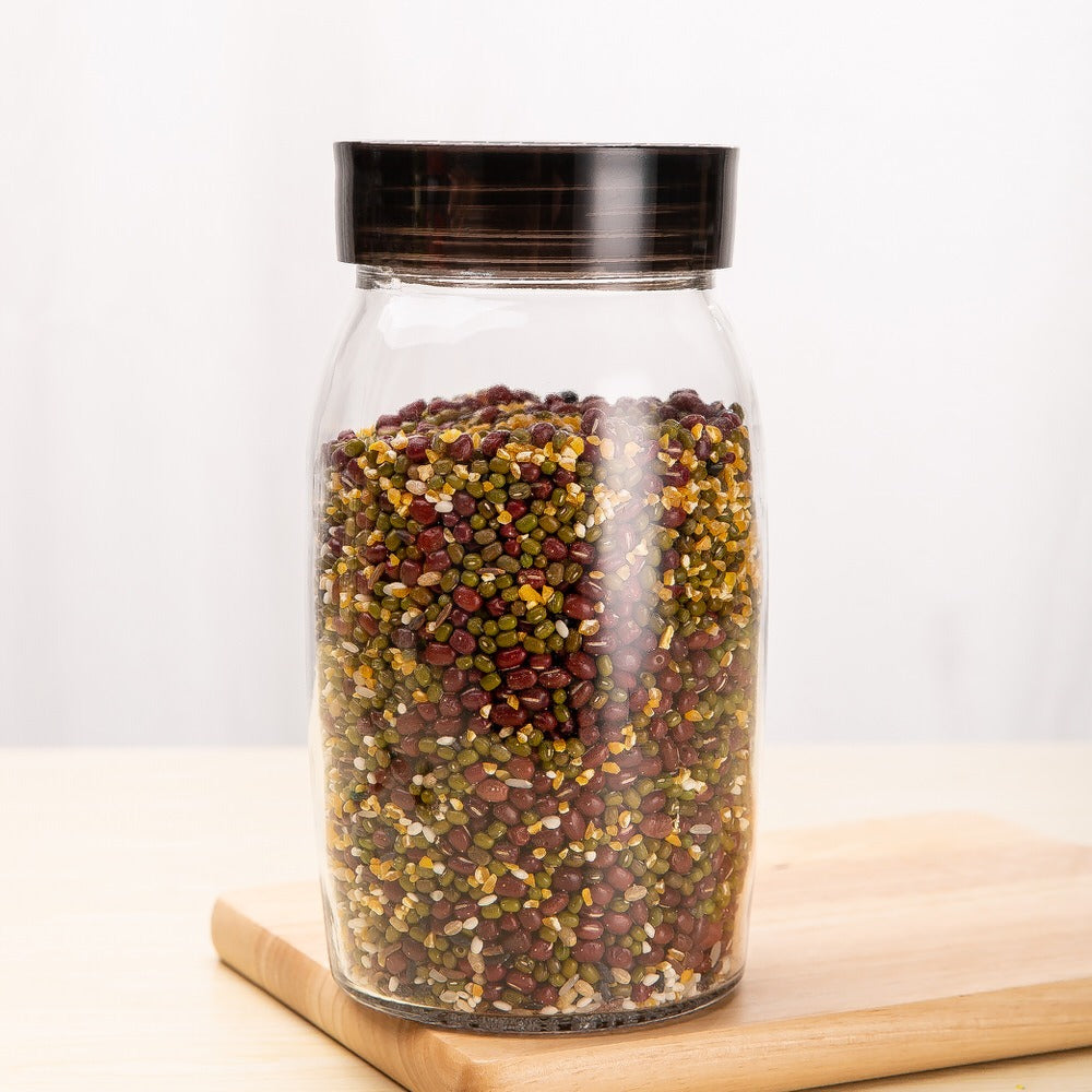 3Pcs Glass Sealed Storage Jar With Plastic Lids 1.8L