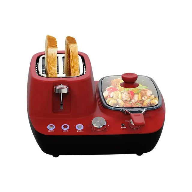 3in1 Multipurpose Breakfast Maker Multi-Function Toaster, Grill & Coffee Maker Family-Size Portable Breakfast Machine