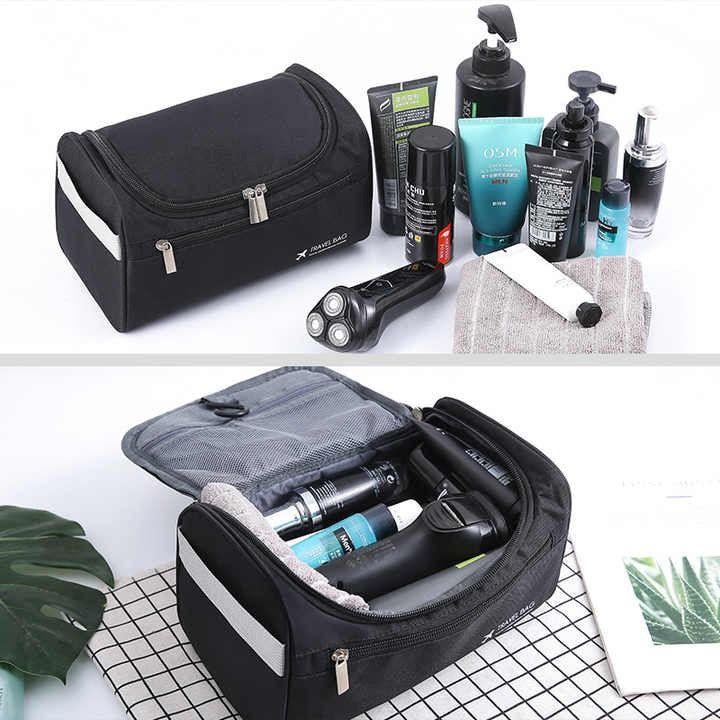Travel Toiletry Bag for Hanging Men and Women Cosmetic Bag with Mesh and Zip Compartment Large Wash Bag Waterproof Men Women for Suitcase Hand Luggage