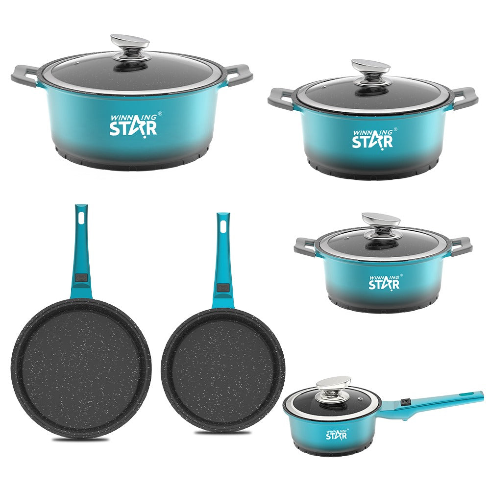 Winning Star 10-Piece| Aluminum Alloy Soup Pots & Frying Pans Non-Stick Cookware Set