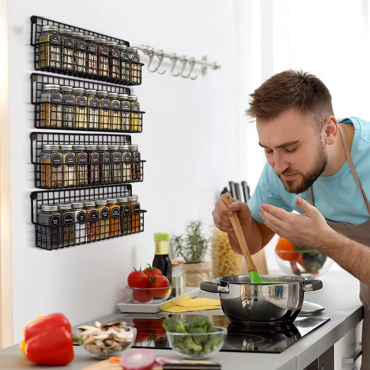 High Quality 4 tier Wall-Mounted Metal Spice Rack