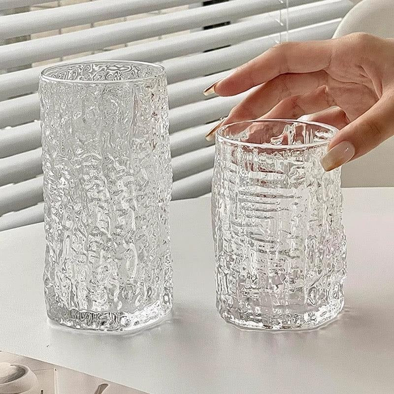 Vintage Bark Design Glass Set – 6pcs Water & Juice Glasses