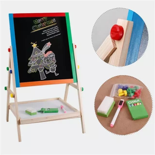 Wooden Double Sided Drawing Blackboard and Whiteboard Magnetic Easel/ Painting Toy/ Early Education Learning Toys For Children