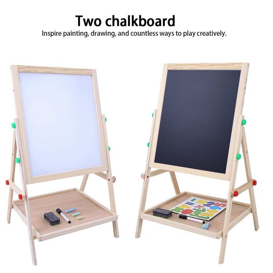 Wooden Double Sided Drawing Blackboard and Whiteboard Magnetic Easel/ Painting Toy/ Early Education Learning Toys For Children