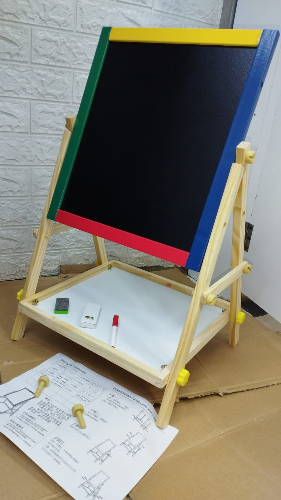 Wooden Double Sided Drawing Blackboard and Whiteboard Magnetic Easel/ Painting Toy/ Early Education Learning Toys For Children