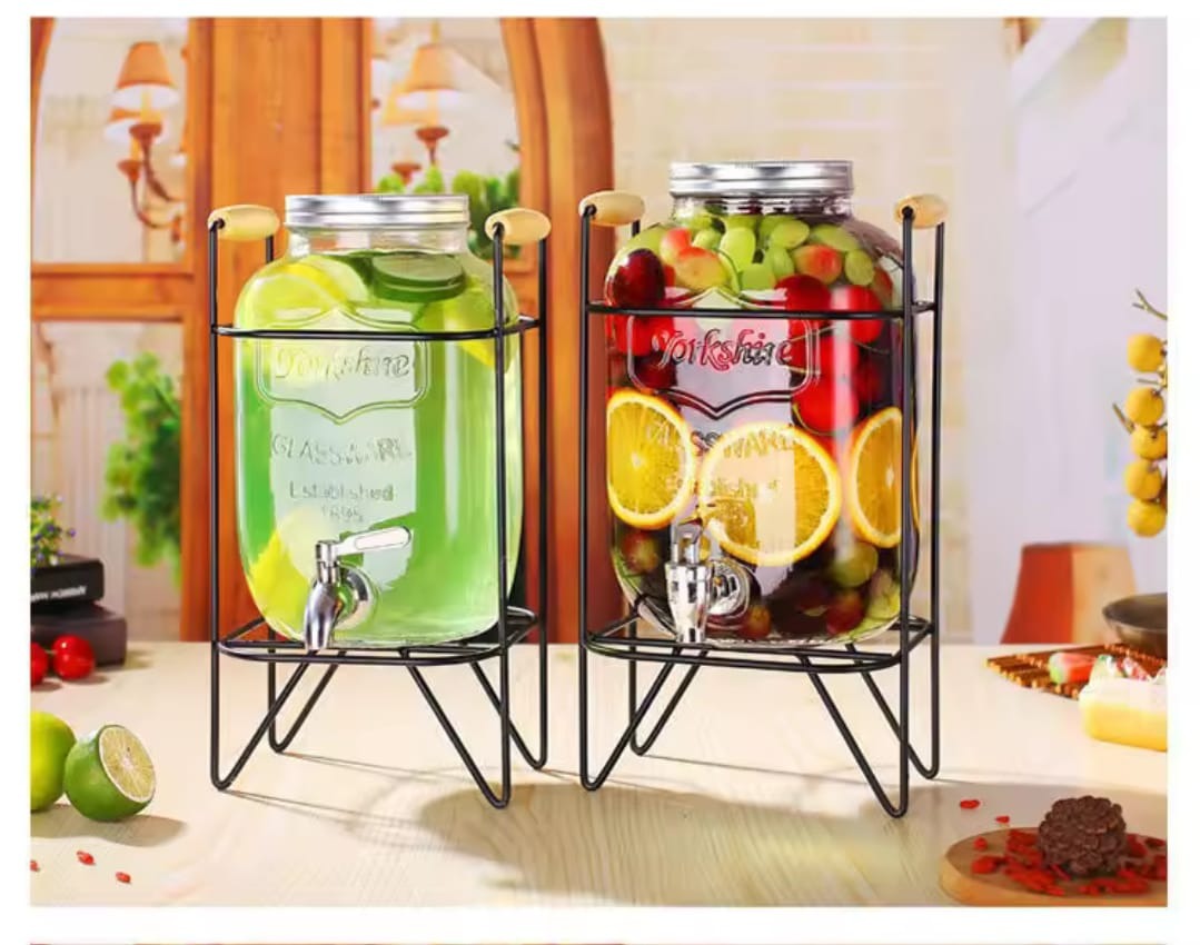 Glass Juice Dispenser with Stand & Tap 5L & 8L | Homelux Kenya