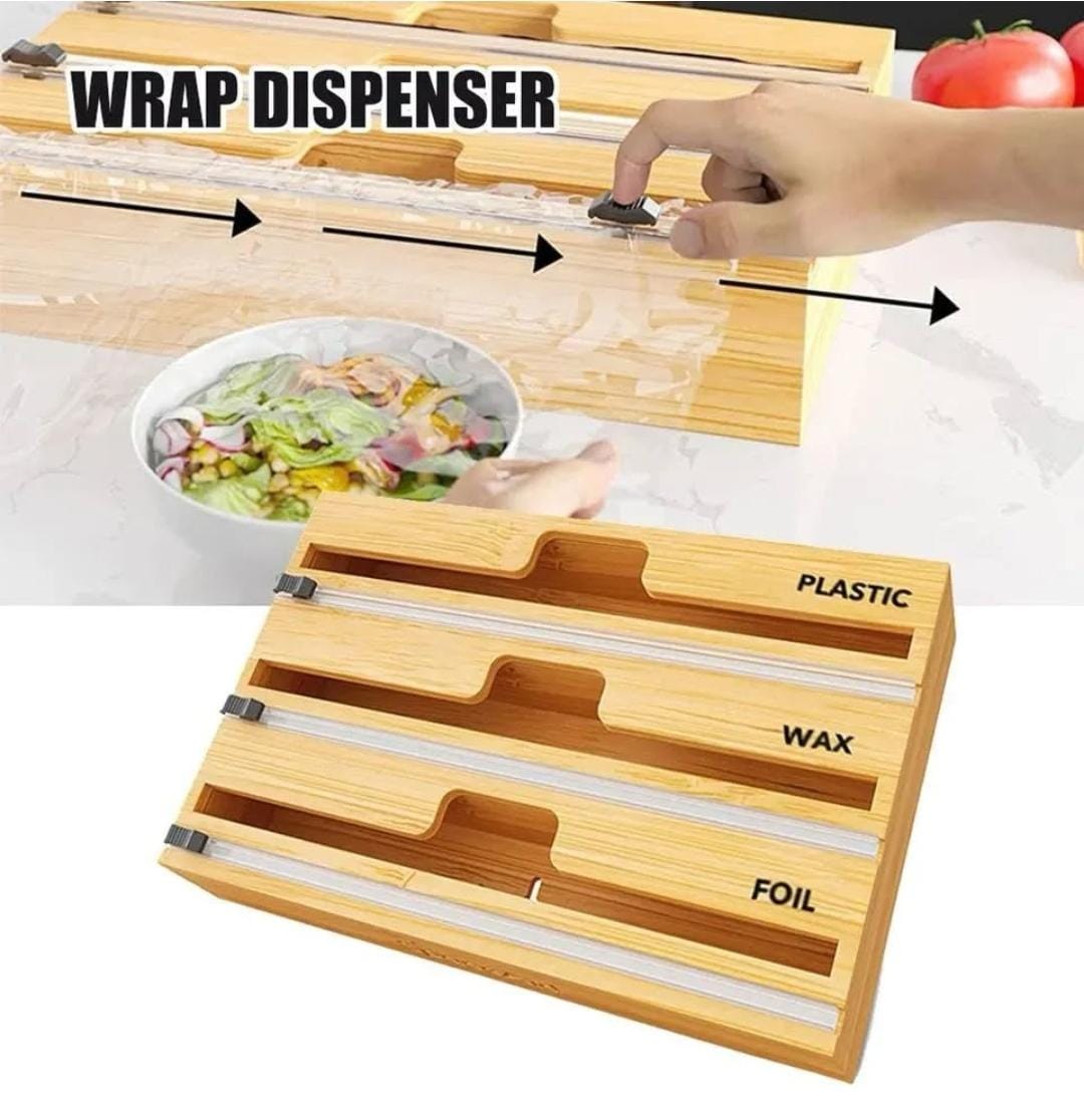 Bamboo wrap dispenser with cutter
3 layer