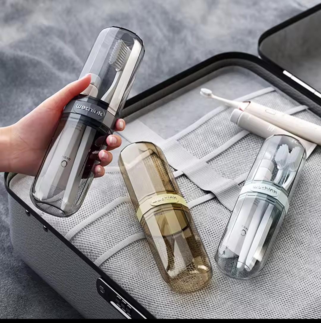 Portable tooth brush/paste holder