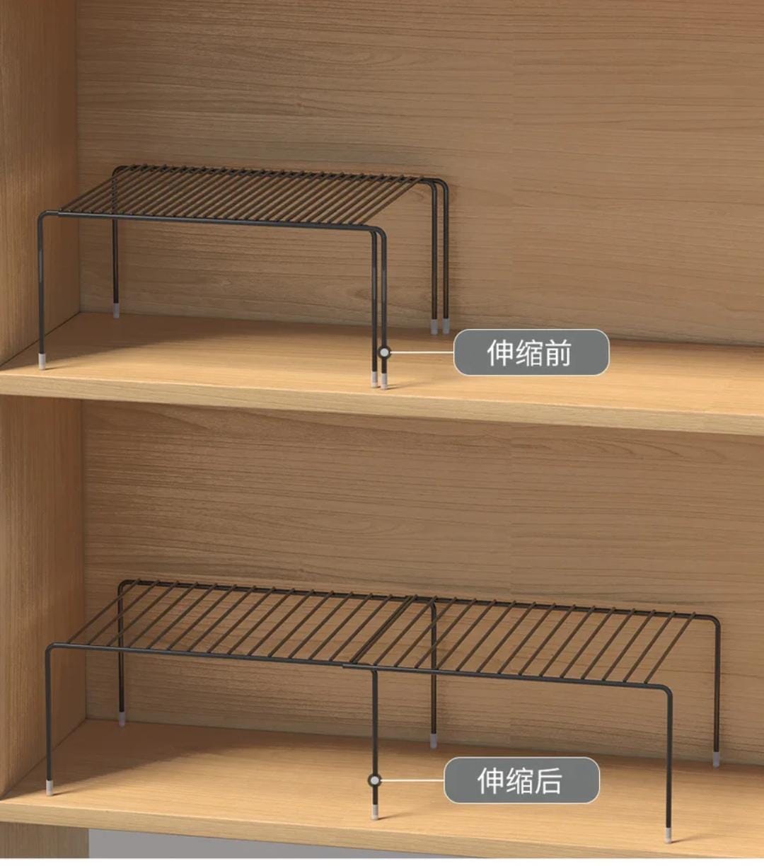 Expandable metallic shelf raiser