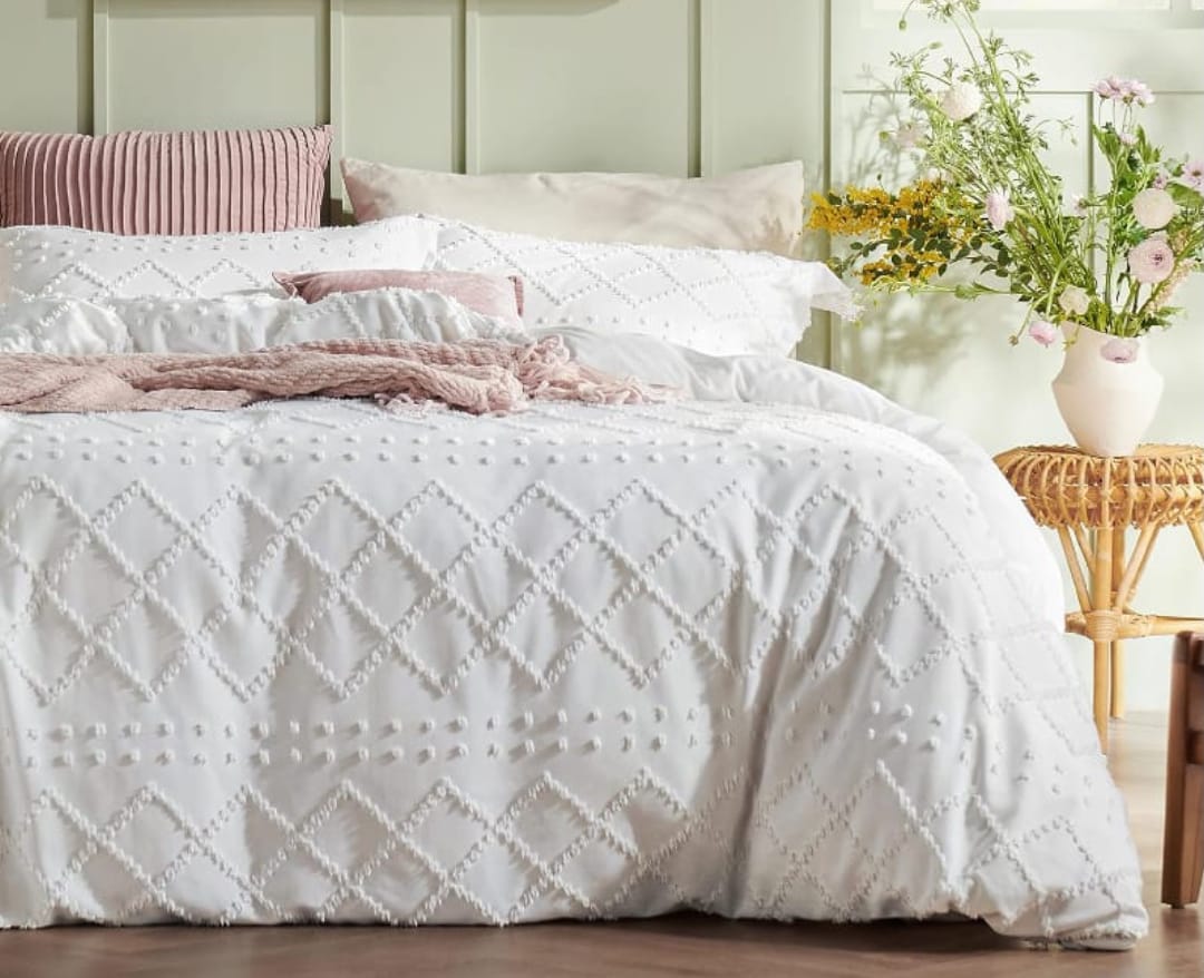 marble and tufted duvet cover