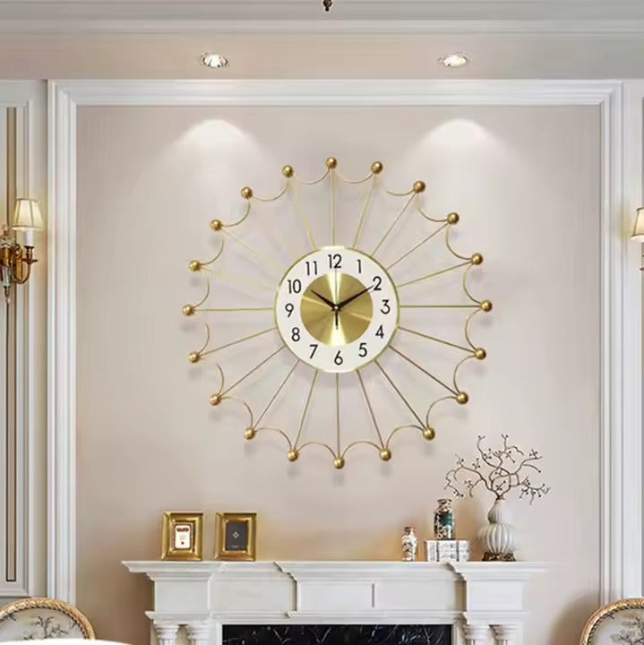 Modern Luxury Gold Mute Metal Design Wall Clock for Living Room Decoration