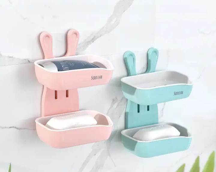 Mouse-shaped double layer soap dish