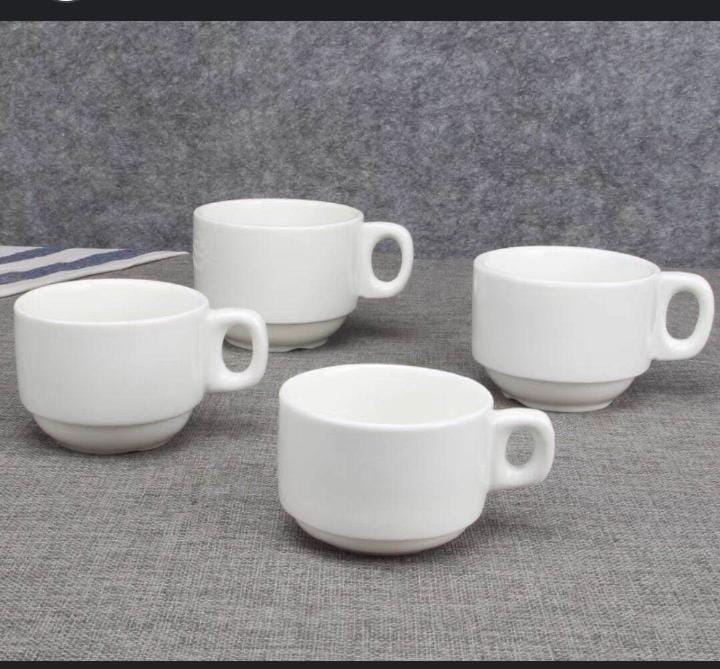 Ceramic stackable cup with handle