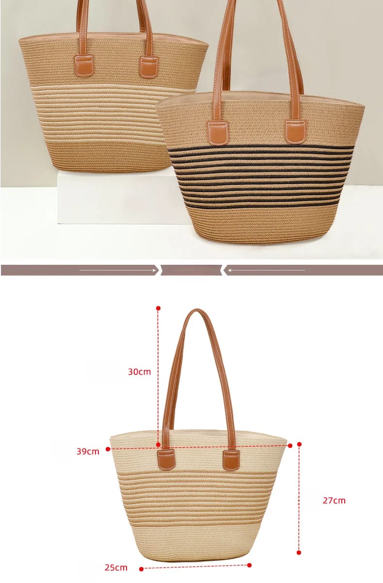 Summer Straw Woven Beach Bag and Hat