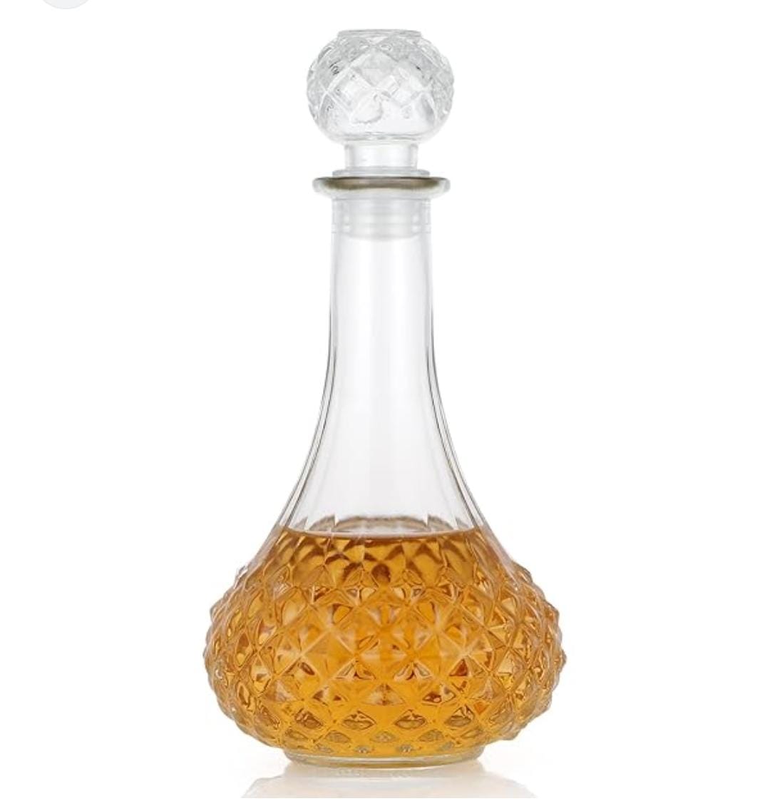1L Thick glass whisky bottle with air tight Tot cork
