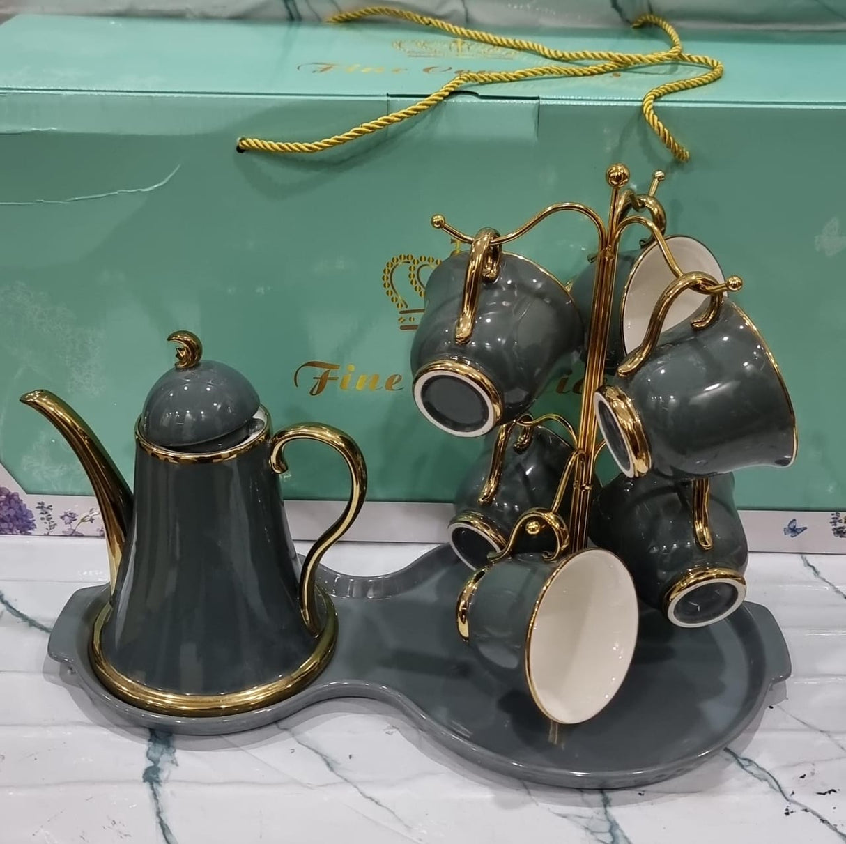 Fine ceramic 9pc tea set