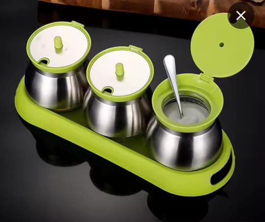 3pc Sugardish steel and glass