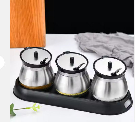 3pc Sugardish steel and glass