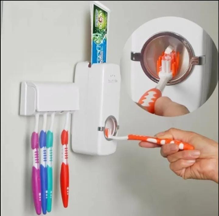 Wall mount Toothpaste dispenser with toothbrush holder