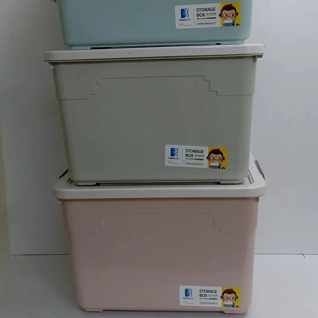 80 Litres Storage Box with Wheels – Large Capacity Foldable Plastic Organizer – Durable, Stackable & Dustproof Bin for Home, Office, Moving & Seasonal Storage