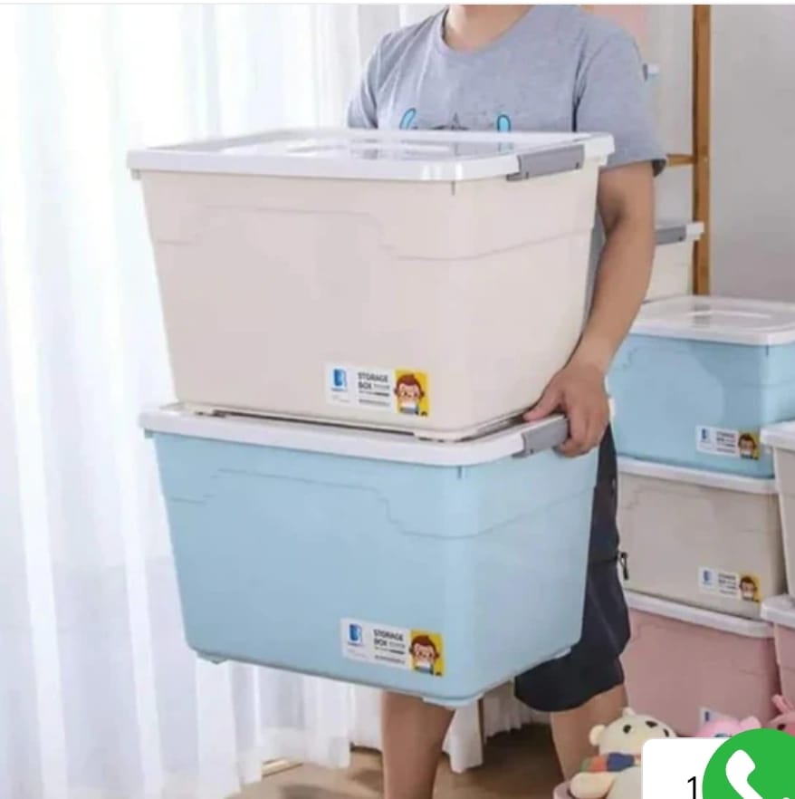 80 Litres Storage Box with Wheels – Large Capacity Foldable Plastic Organizer – Durable, Stackable & Dustproof Bin for Home, Office, Moving & Seasonal Storage