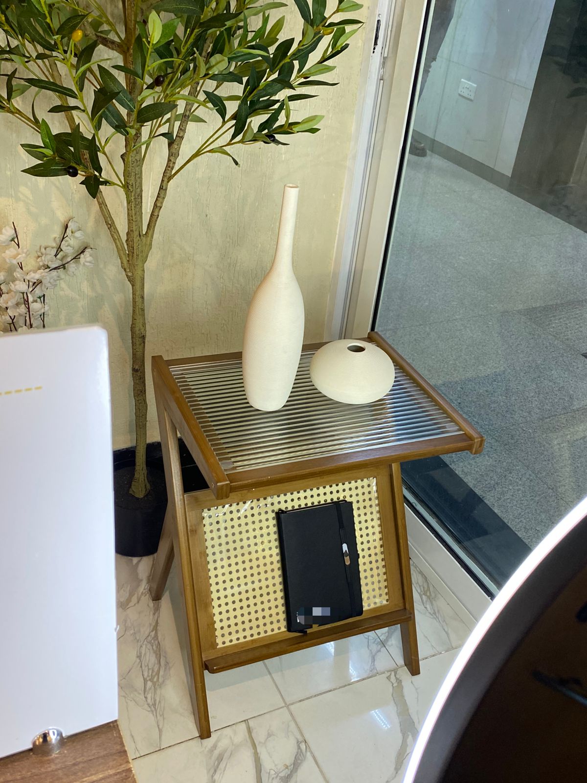 Rattan Side Table/ Bedside Table/Boho End Table