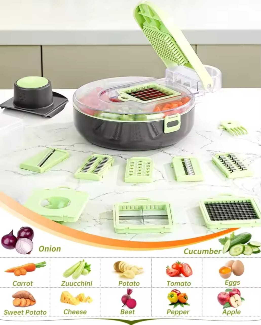 Multi-fuctional 9pcs vegetables chopper/cutter