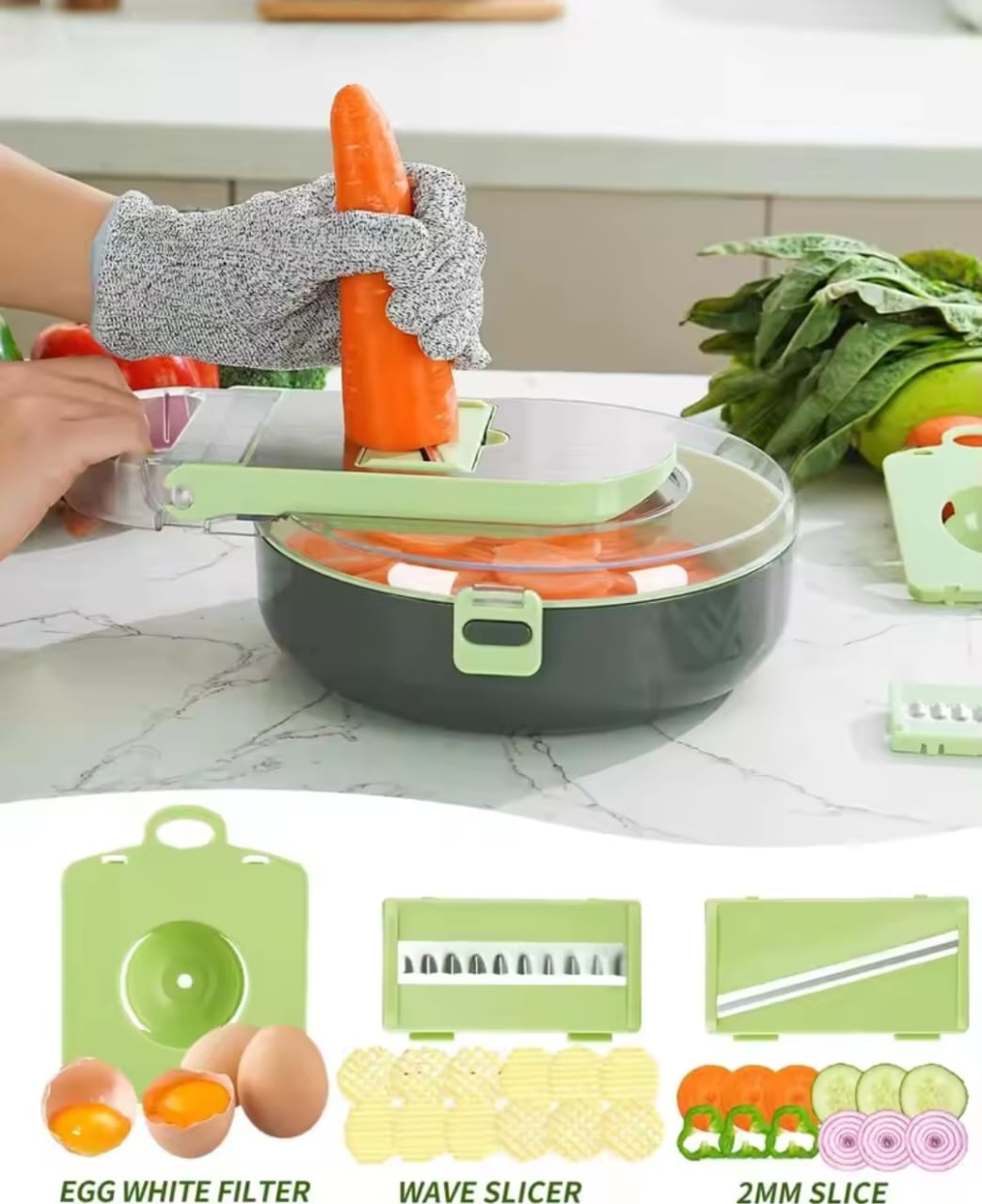 Multi-fuctional 9pcs vegetables chopper/cutter