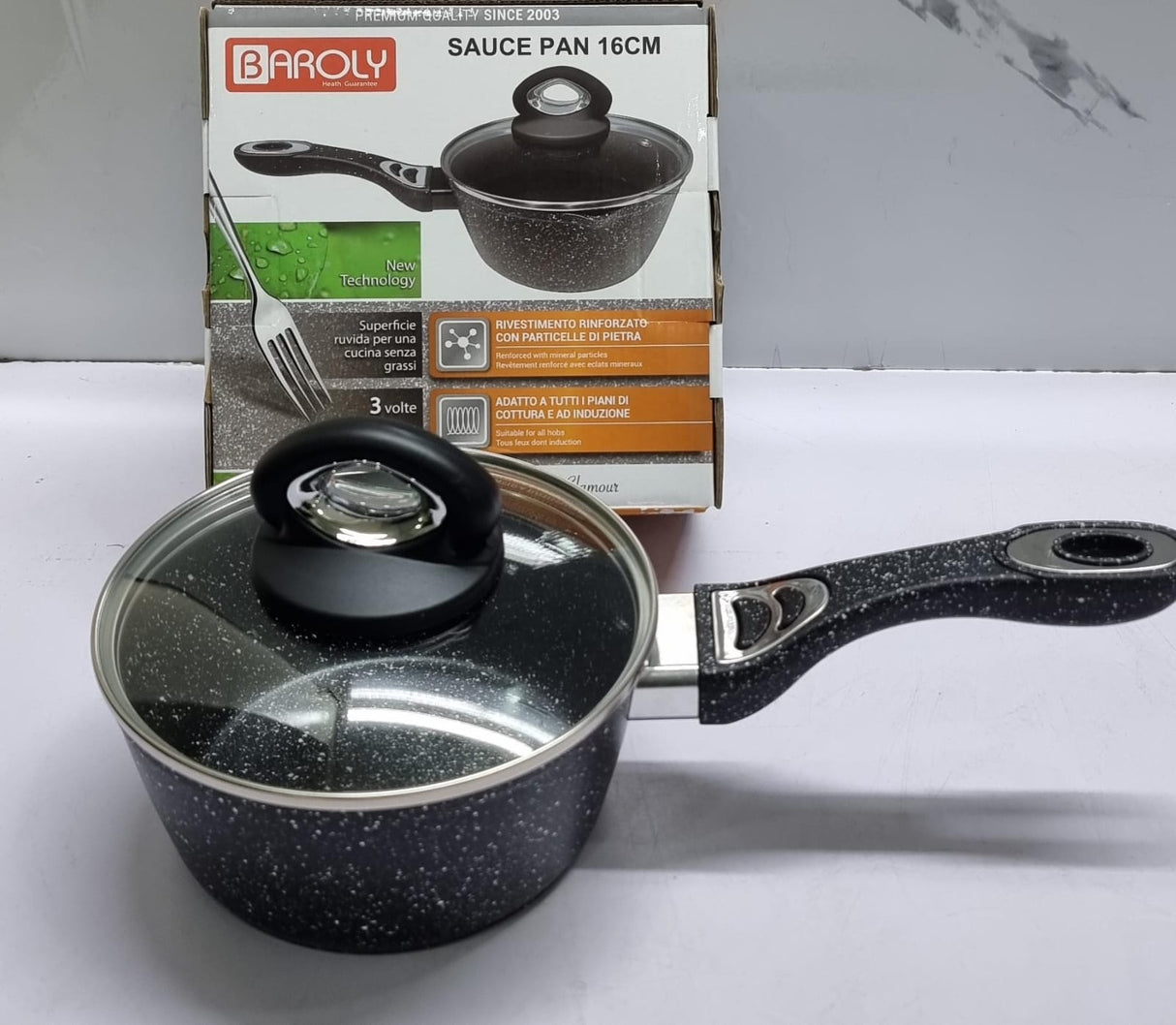 Baroly German brand heavy Granite Sauce pans + lid