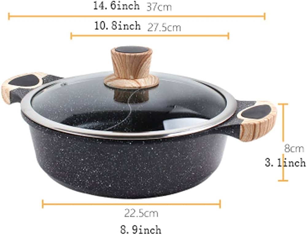 Single piece 28cm HonHey WOK granite partitioned cooking pot
