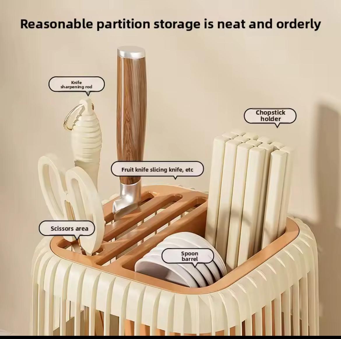 Multi-Functional Rotating Knife & Utensil Rack