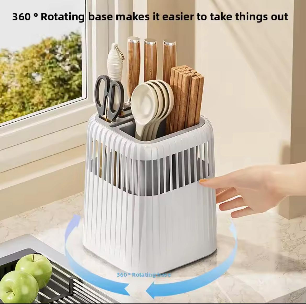 Multi-Functional Rotating Knife & Utensil Rack