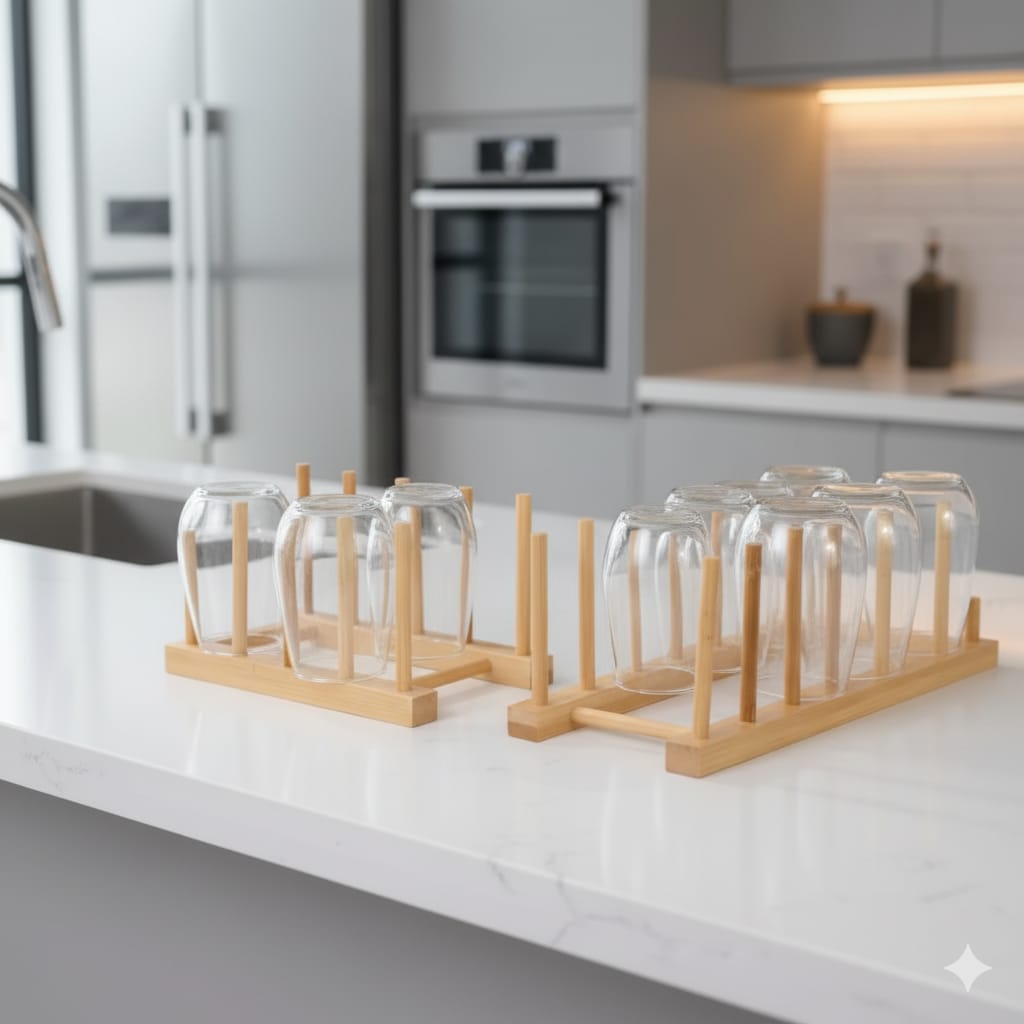 8 slot bamboo plate rack