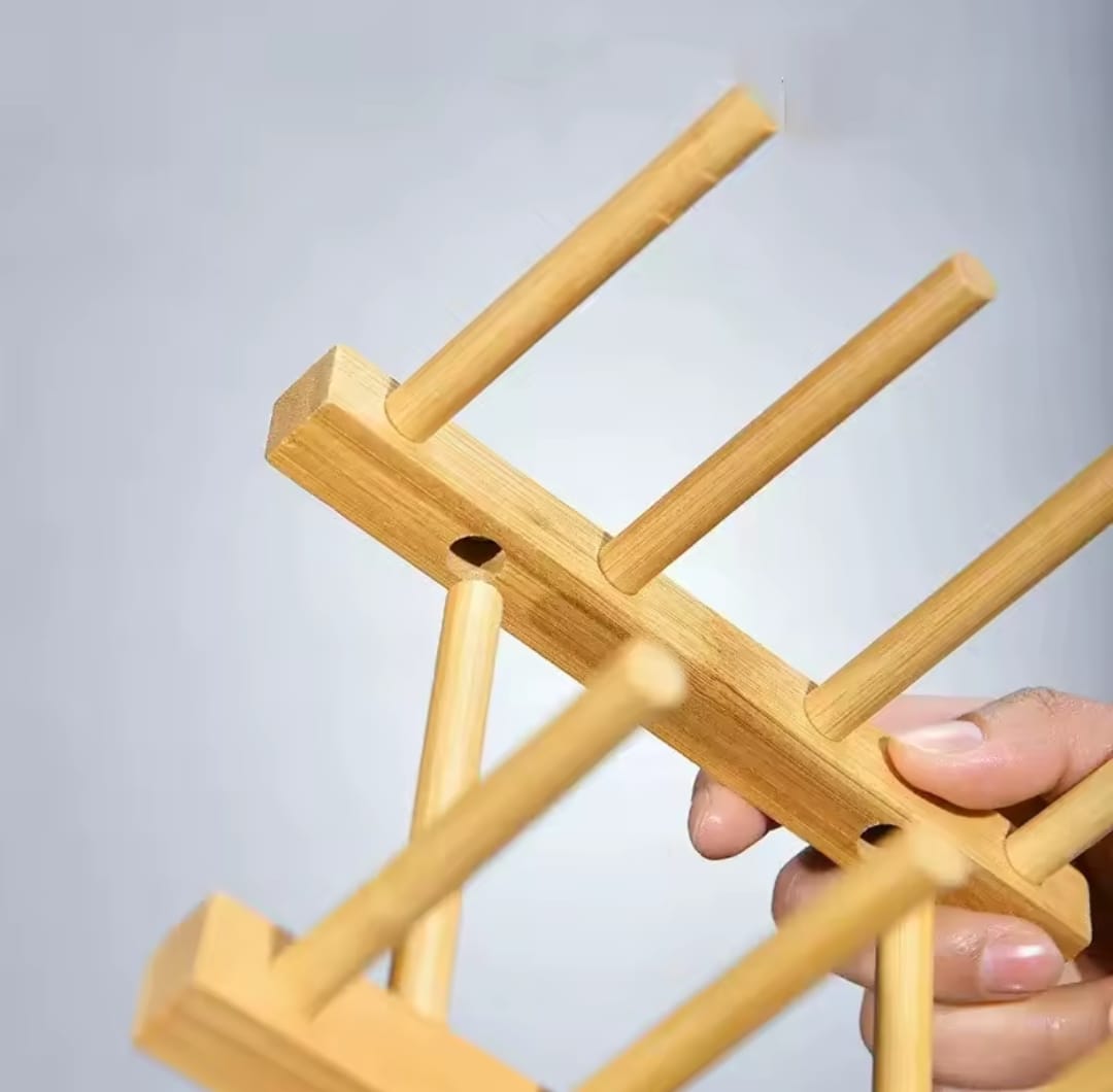 8 slot bamboo plate rack