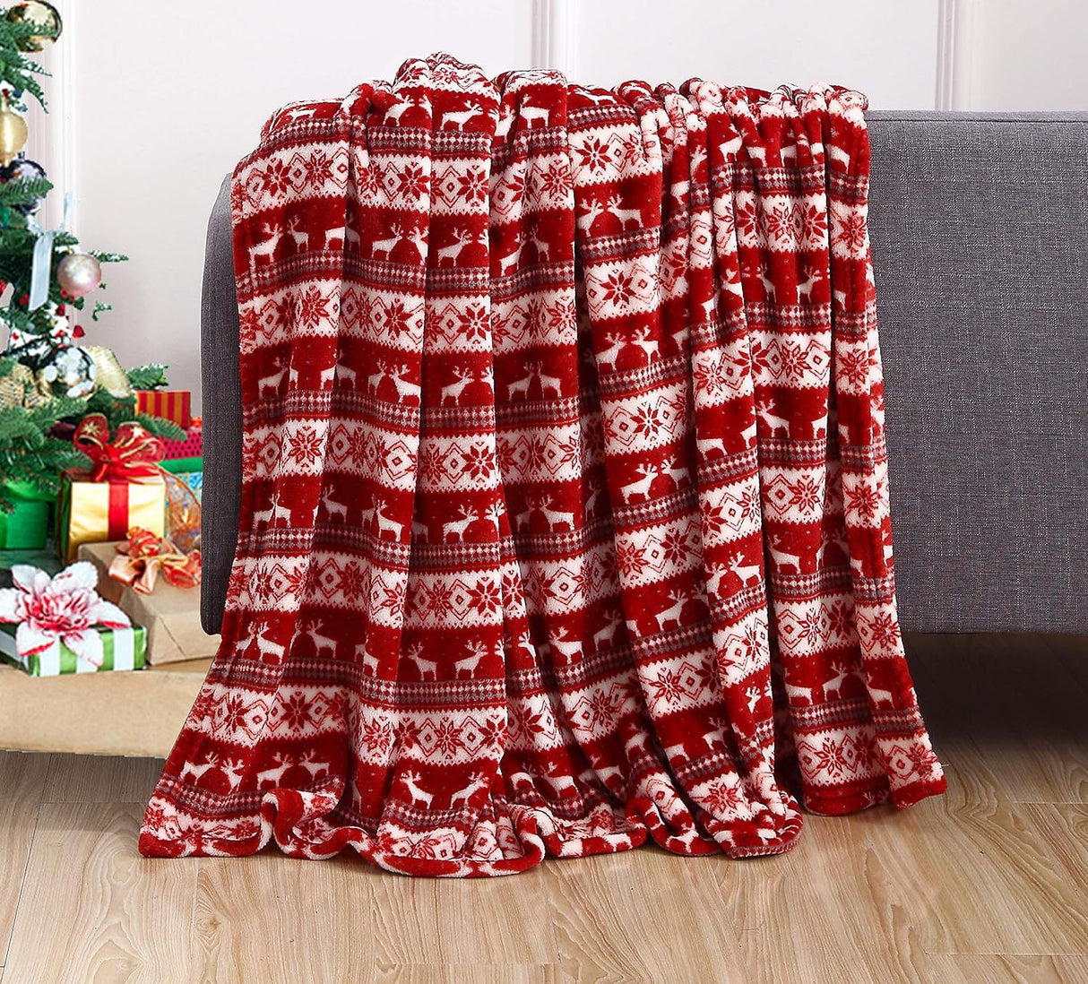 Flannel Christmas Throw Cozy Snowflake