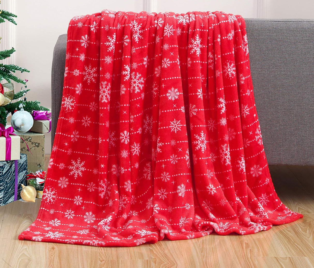Flannel Christmas Throw Cozy Snowflake