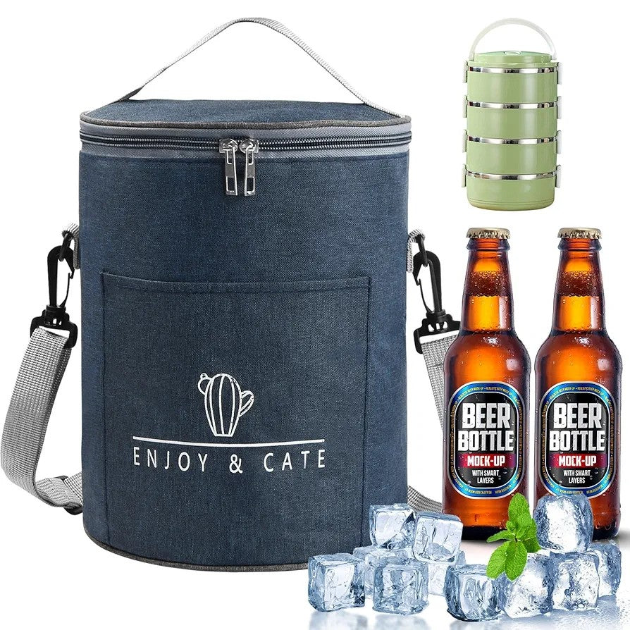 Insulated Round Lunch Bag,