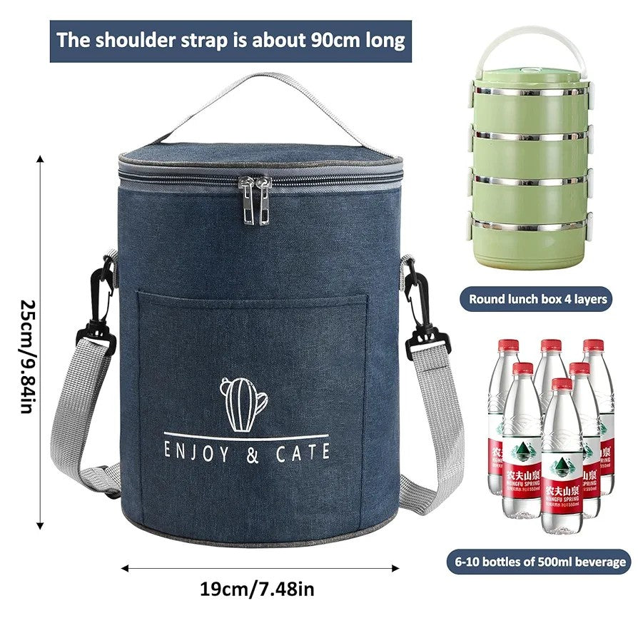 Insulated Round Lunch Bag,