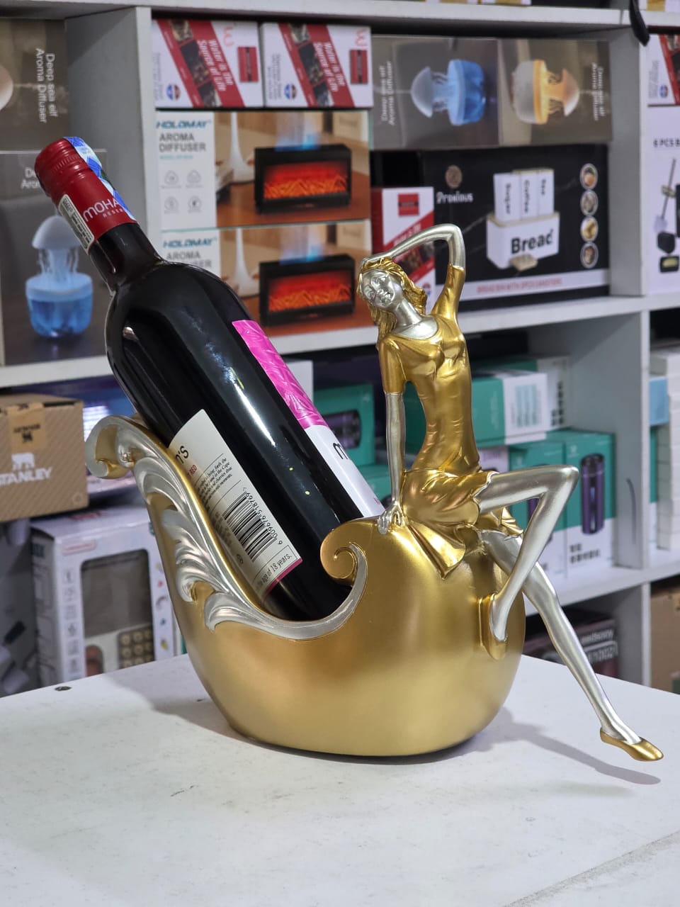 Creative Gold statue wine bottle holder*