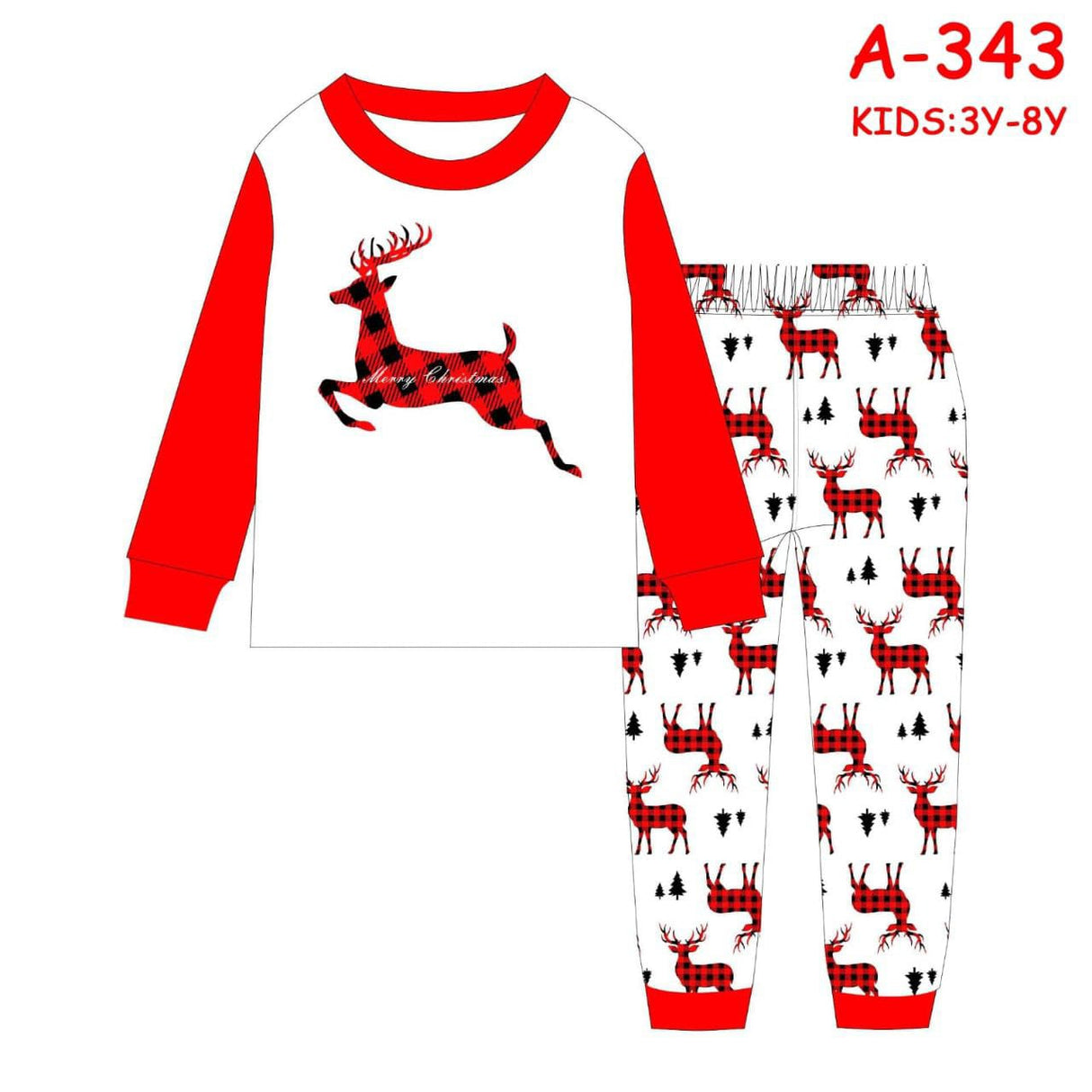 Christmas pajamas outfit for both adult &kids pajamas set(top+pant)