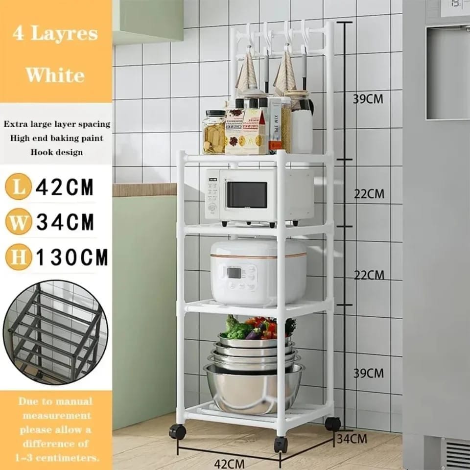 Detachable 4 layer trolley 4 hook storage rack