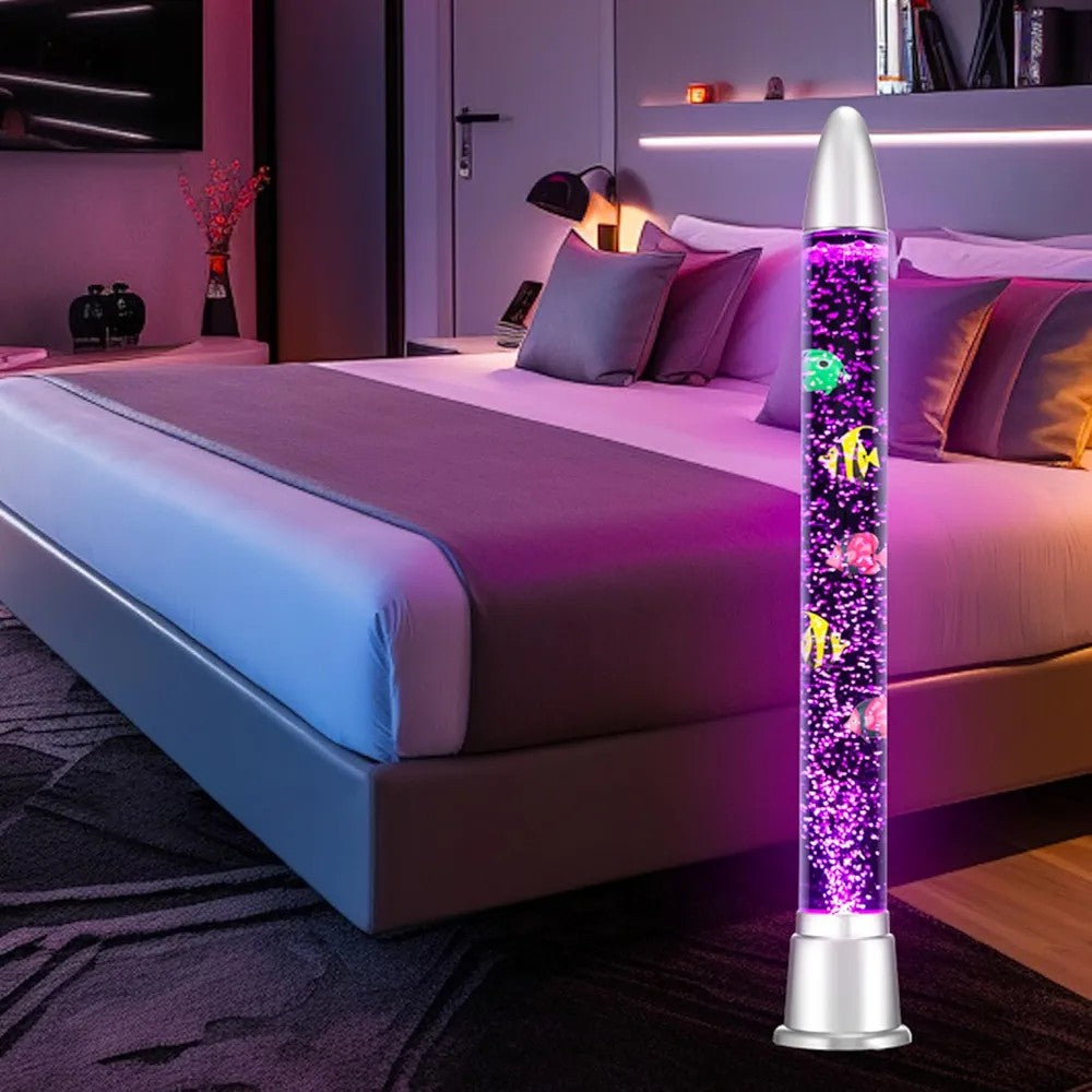 LED Deco Water Bubble Fish Tube Floor Lamp with 7 Color Changing Light Effects & 3 plastic