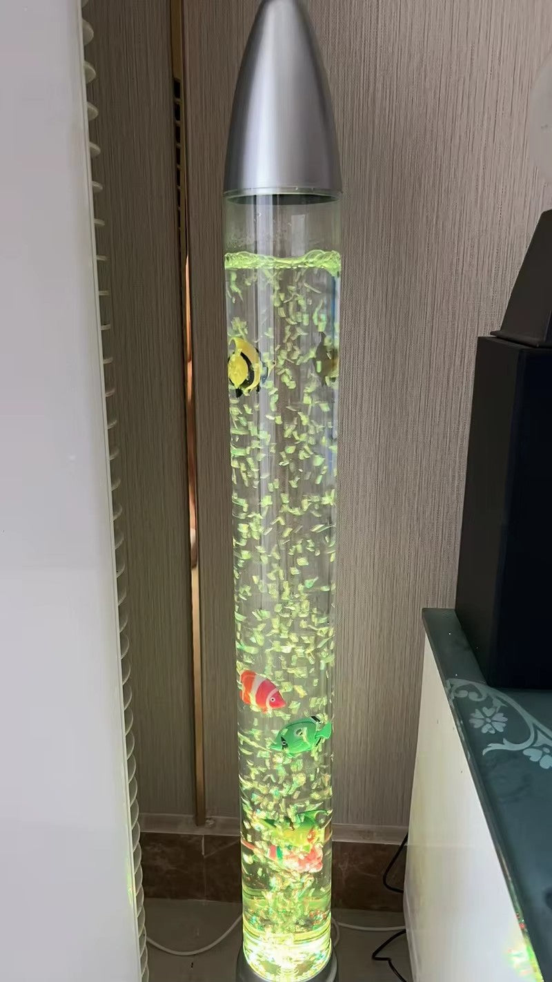 LED Deco Water Bubble Fish Tube Floor Lamp with 7 Color Changing Light Effects & 3 plastic